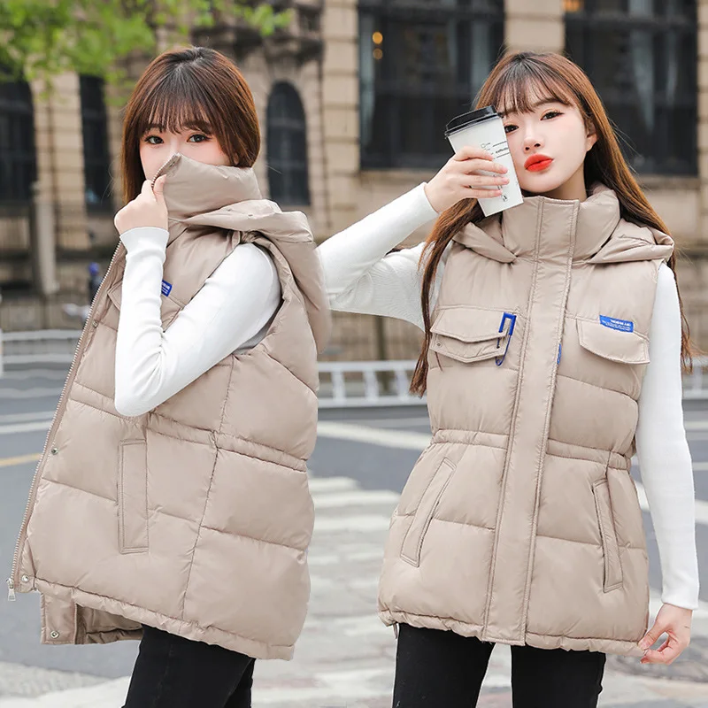 

Casual Hooded Cotton Women's Clothing 2022 Winter New Simple Temperament Waist Thin Vest Jacket
