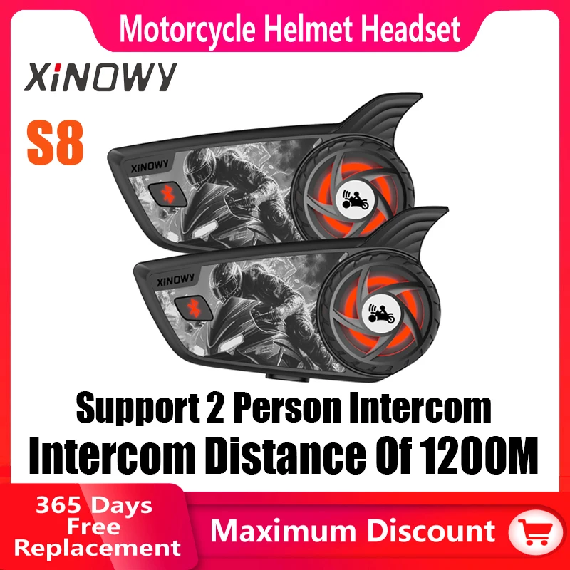 XINOWY новый S8 мотоциклетный Bluetooth-шлем домофон 1200 м пылезащитный водонепроницаемый