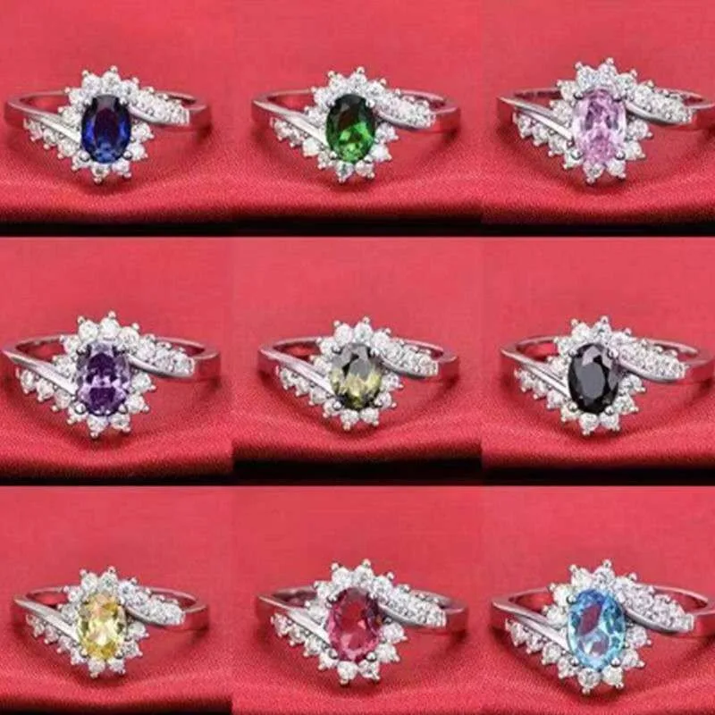 

Milan Girl Inlaid Sapphire Ring Fashion Temperament Multicolor Zircon Wedding Bridal Ring Attending Banquet Party Jewelry