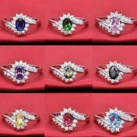 milan girl inlaid sapphire ring fashion temperament multicolor zircon wedding bridal ring attending banquet party jewelry