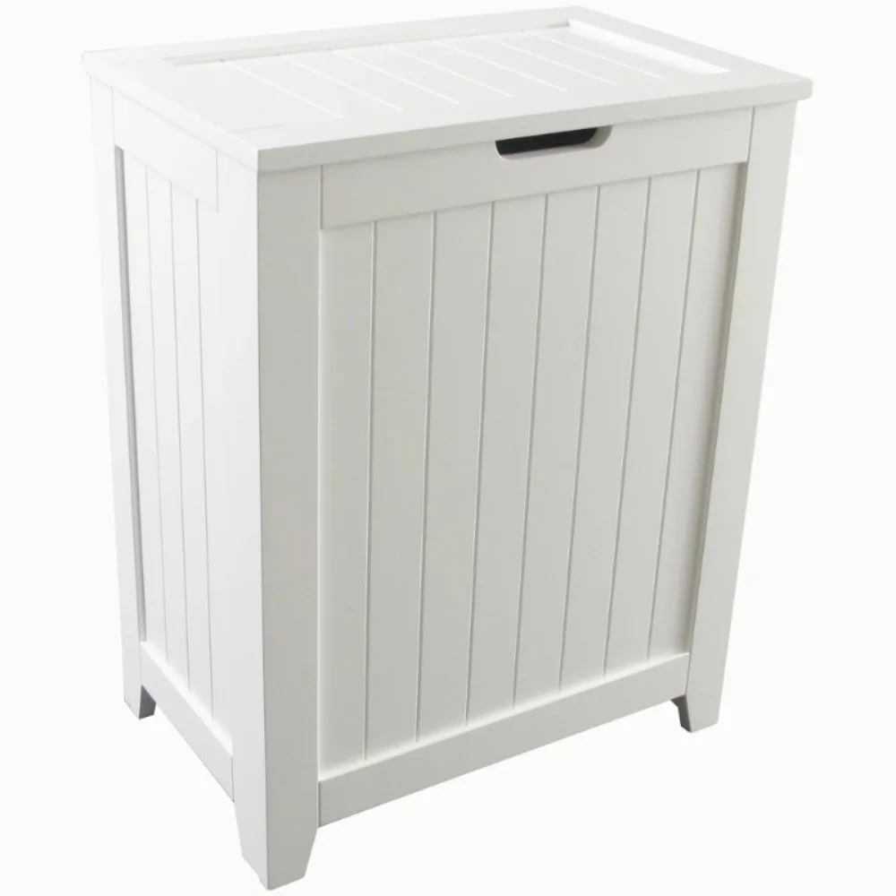 

Contemporary Country Collection Laundry Hamper, White