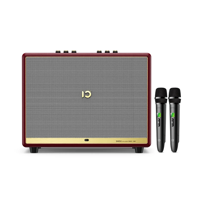 

SHIDU T50 150W Big Power Rechargeable Home hifi portable Loudspeaker with 2 UHF microphone karaoke speakers Bluetooth wireless