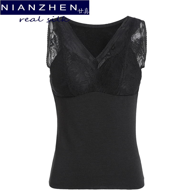 

NIANZHEN Real Silk Women Camisoles Solid Smooth Silk Satin Camis 2022 Spring Summer Bottoming Vests 90086