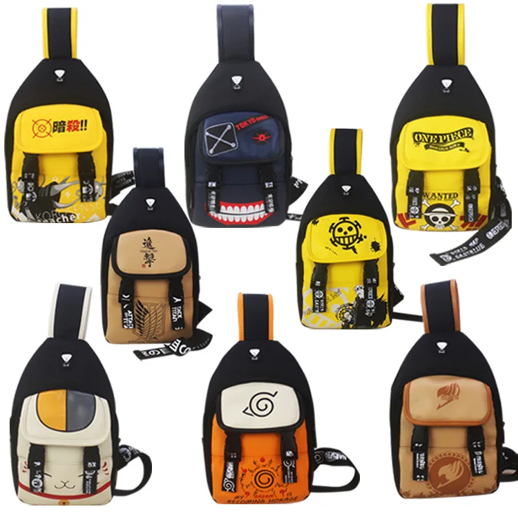 E-Mell Assassination Classroom Tokyo Ghoul One piece Attack on Titan Law Fairy Tail Natsume Yuujinchou Shoulder Bag Chest Pack