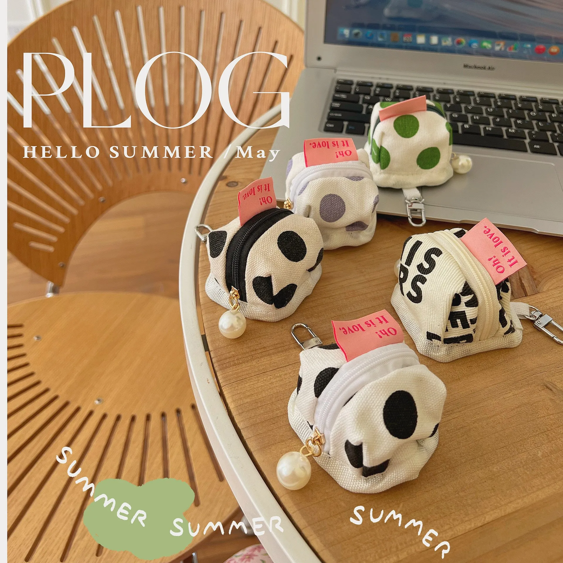 

Милая мультяшная трехмерная черно-белая сумка для хранения наушников в горошек детская сумочка для монет женская сумка с подвеской