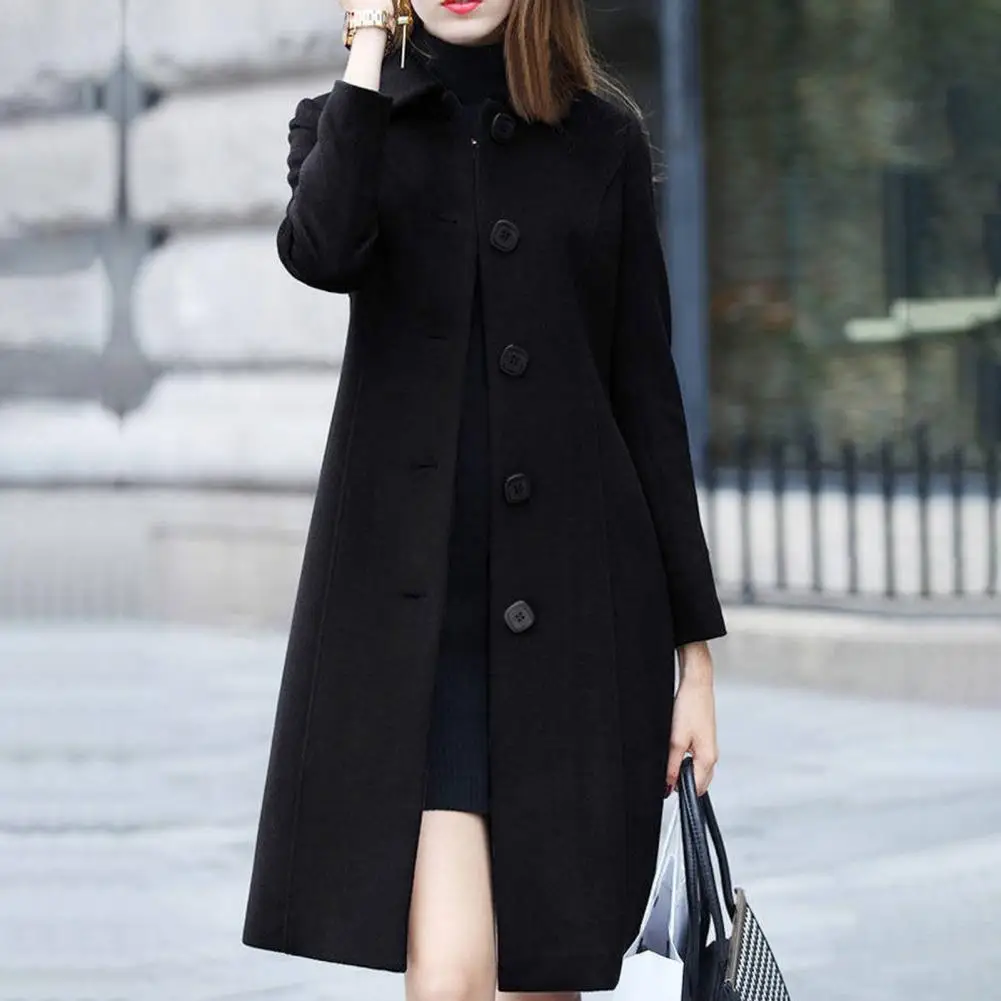 

Outwear Chic Slim Fit Western Style Wool Coat Cardigan Lady Jacket Single-Breasted for Shopping