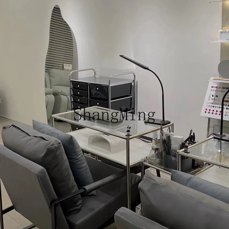 Прозрачный стеклянный маникюрный стол TF