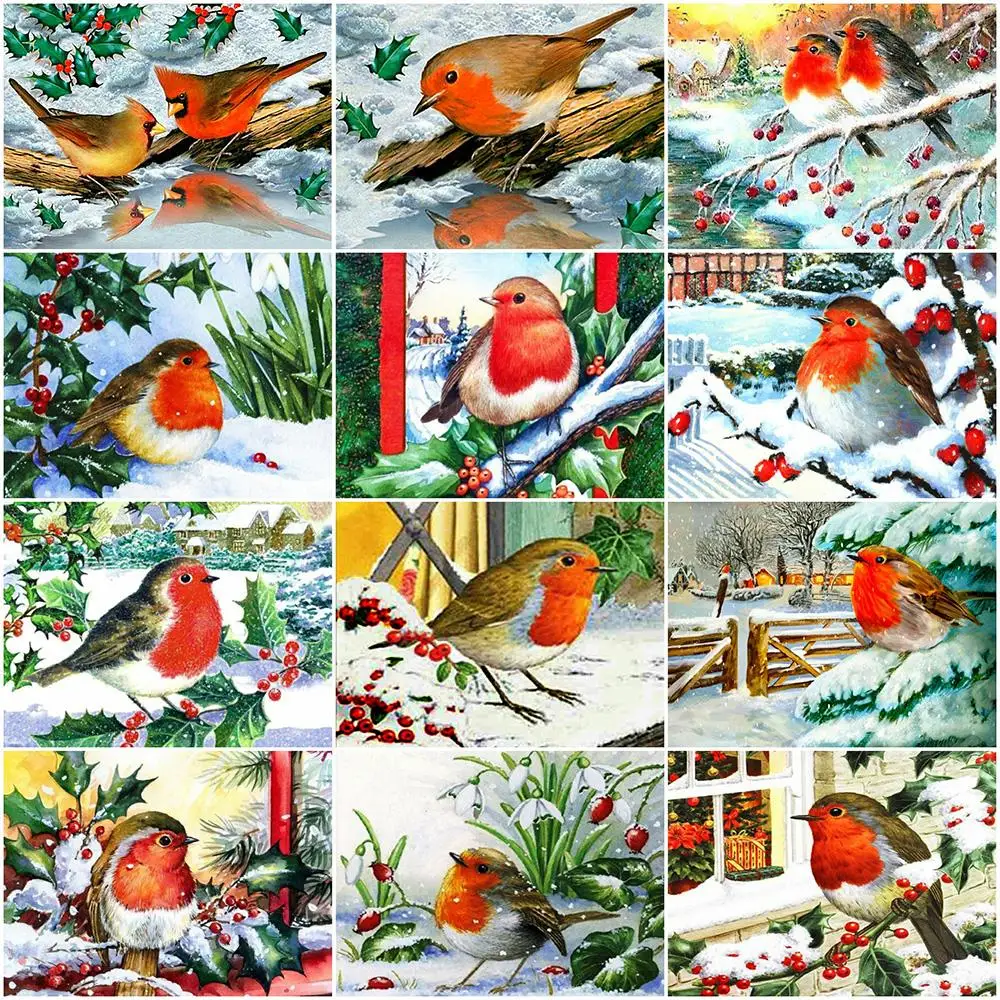 

ARMYQZ 5D алмазная вышивка «сделай сам», птица, полноразмерная/круглая алмазная живопись, животное, вышивка крестиком, снег, украшения для дома