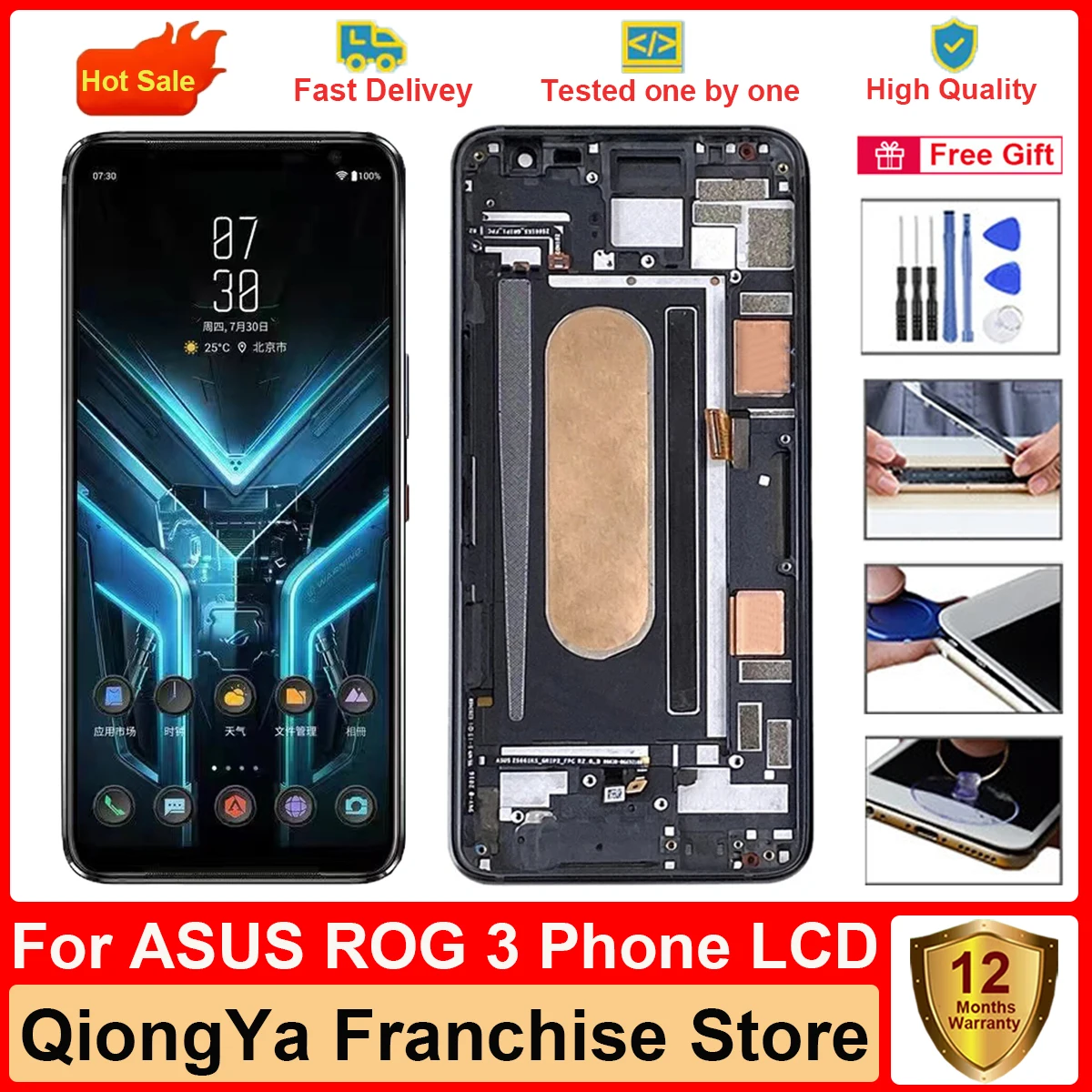 Протестированный 6 59-дюймовый оригинальный дисплей Rog 3 для телефона Asus ROG ZS661KS I003DD