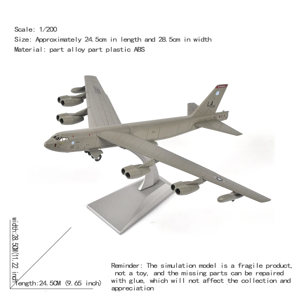 Фото JASON TUTU масштаб 1/200 американская армия B-52 стратегический бомбардировщик модели самолетов для взрослых детей игрушки для демонстрации шоу №1