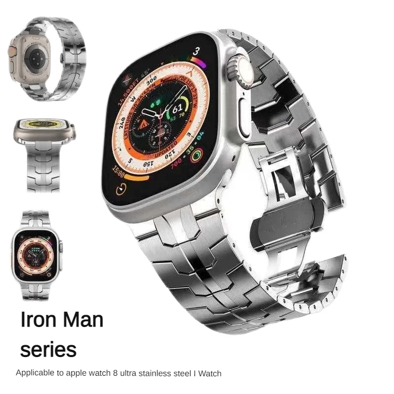 Ремешок из нержавеющей стали для Apple Watch Ultra 2 49 мм 7 8 9 45 44 Мужской металлический