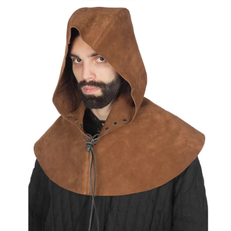 Средневековый плащ с капюшоном викингов накидка из искусственной кожи для