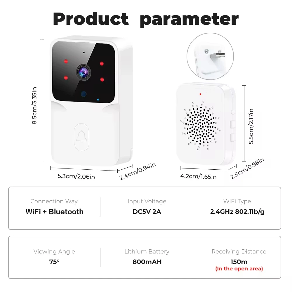 Фото Беспроводной дверной звонок с поддержкой Wi-Fi и Alexa Google №5