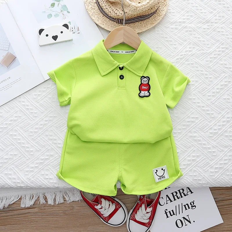 

Fashion New Boys Summer Thin Suit Kids Clothes Set Summer Short Sleeve Sportswear Pants Two Piece Set Baby Boy 1 2 3 4 5 Years