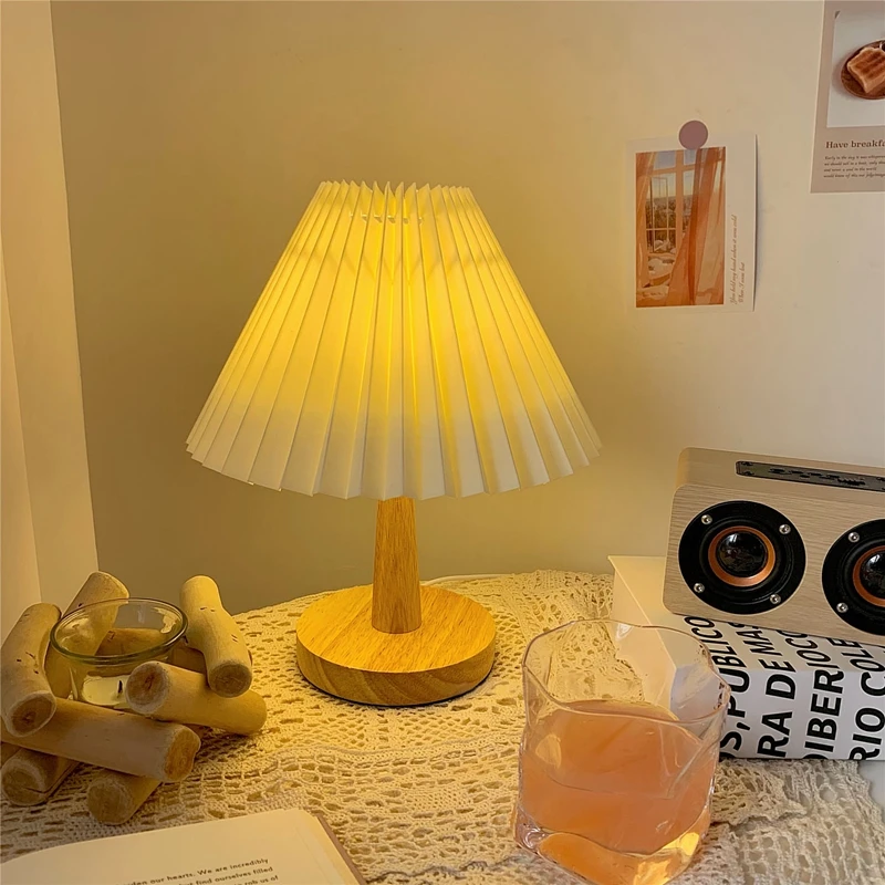 

Nordic Pleated Table Lamp USB Korean Table Light with Led Home Decor Dimming Night Light Bedside Lamps for Bedroom Decor