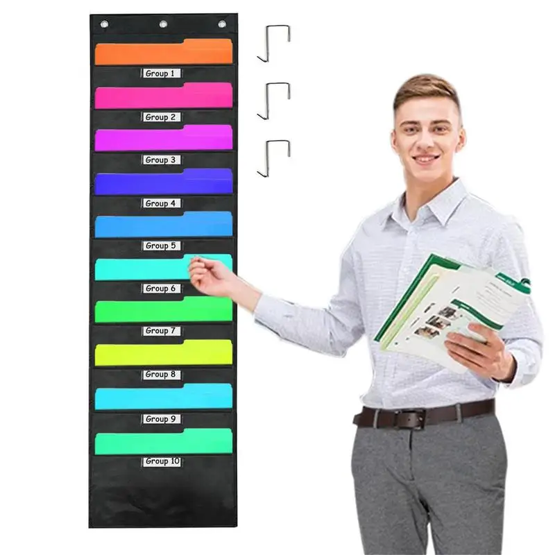 

Hanging Wall File Organizer Storage Pocket Chart 10 Pockets Over The Door Storage Folders For FilesNotebooks Planners