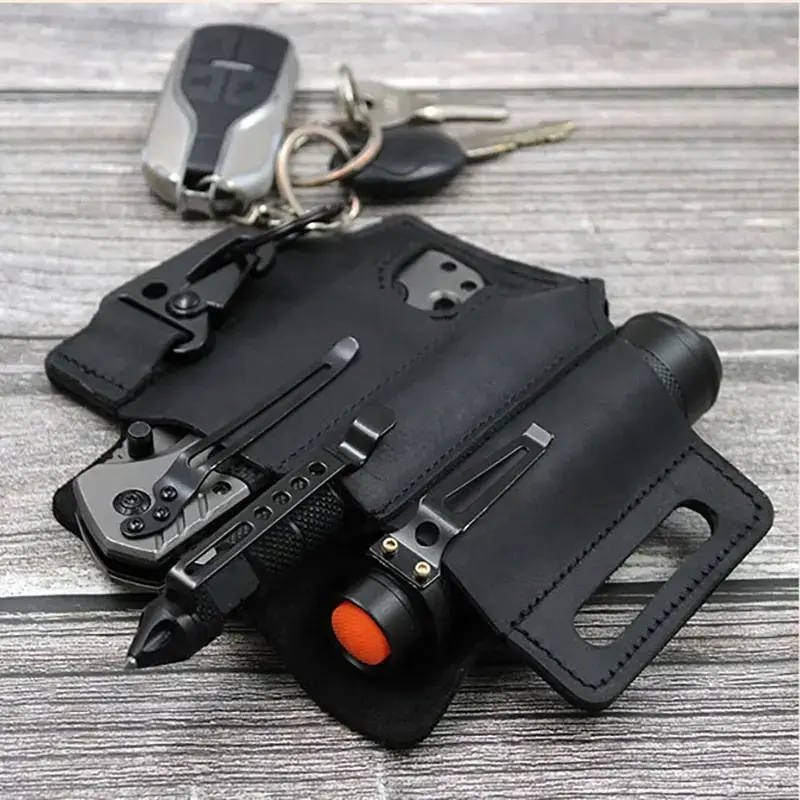 

Retro Leather Tool Case with Durable Wear-Resistant Storage for Outdoor Sports and Flashlight Cover - 1 Piece