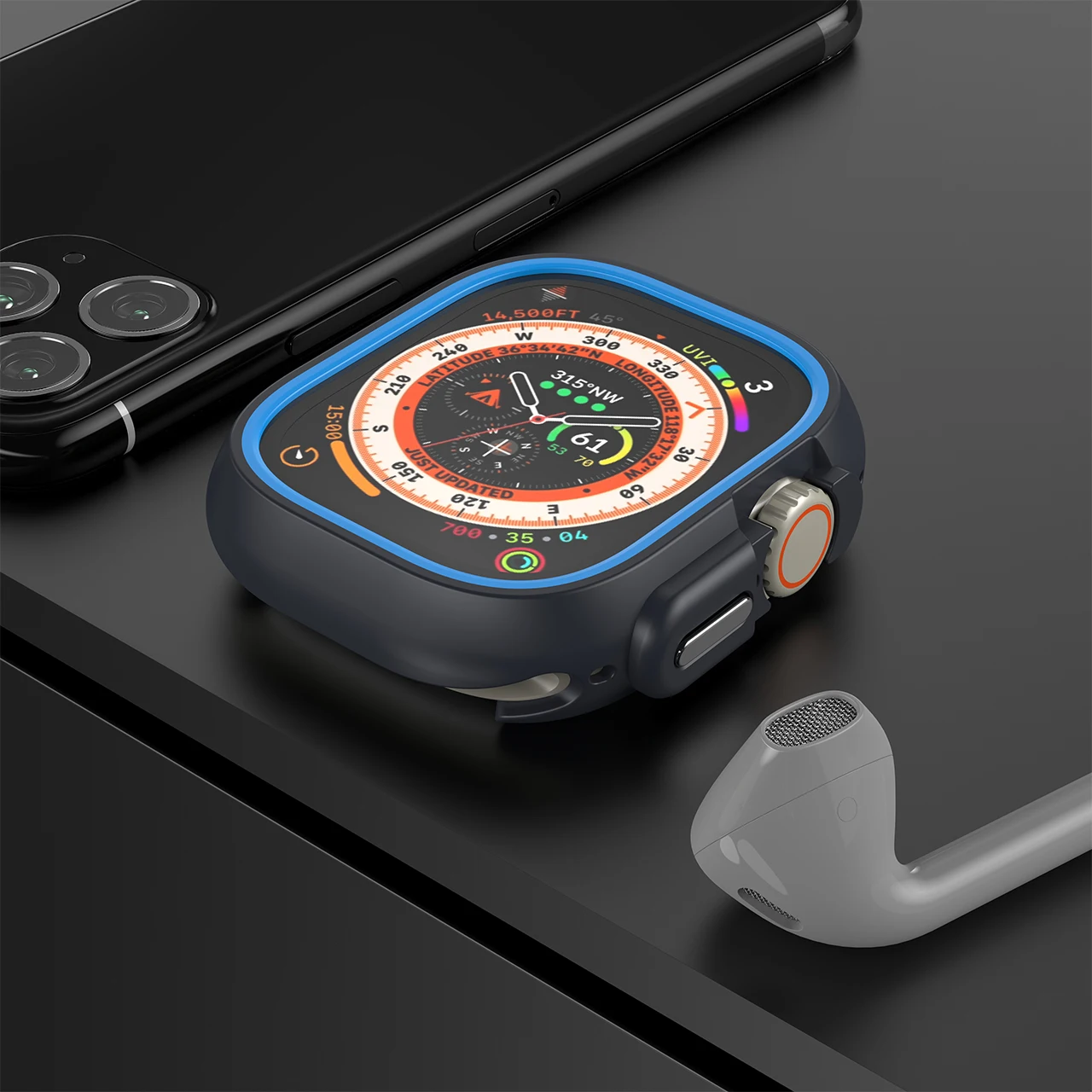 Cover For Apple Watch Ultra 49MM Rubber Case Frame Protective Bumper 45mm 41mm For iWatch Series 8 7 6 SE 44MM Electroplated key