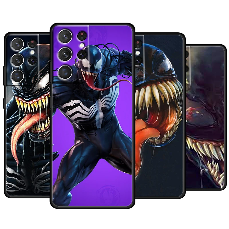 

Marvel Venom Moive Hot For Samsung Galaxy S22 S21 S20 Ultra Plus Pro S10 S9 S8 S7 4G 5G Soft TPU Black Phone Case Capa Cover