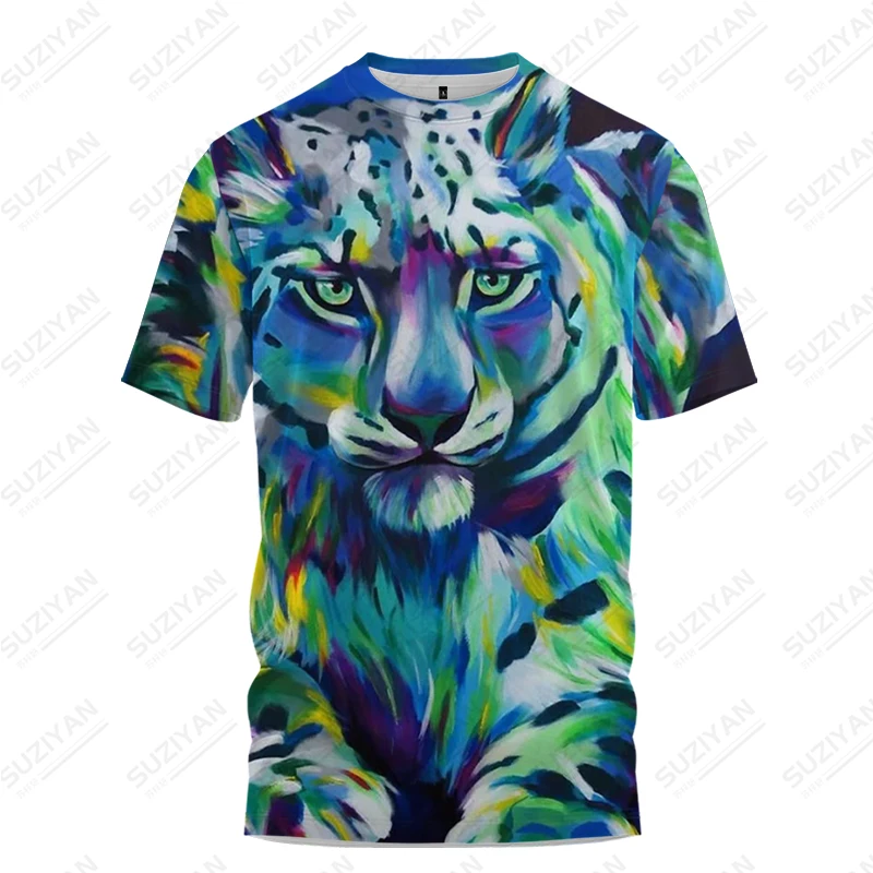 

Summer Short sleeve men's T-shirt Colorful 3D Animal Print Colorful T-shirt Casual extra size men's T-shirt