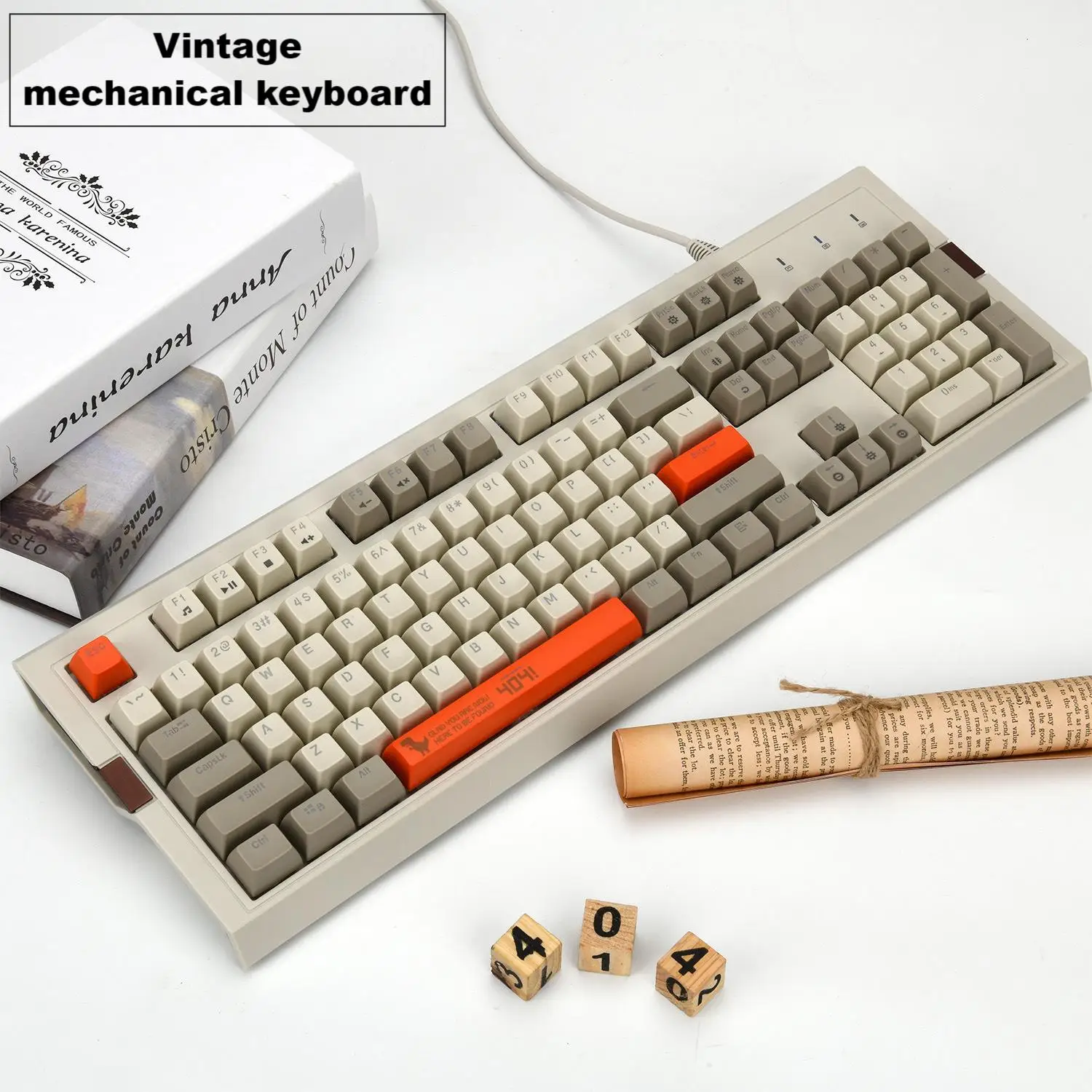 

Retro cyan axis mechanical keyboard PBT keyboard RGB light effect office gaming mechanical keyboard