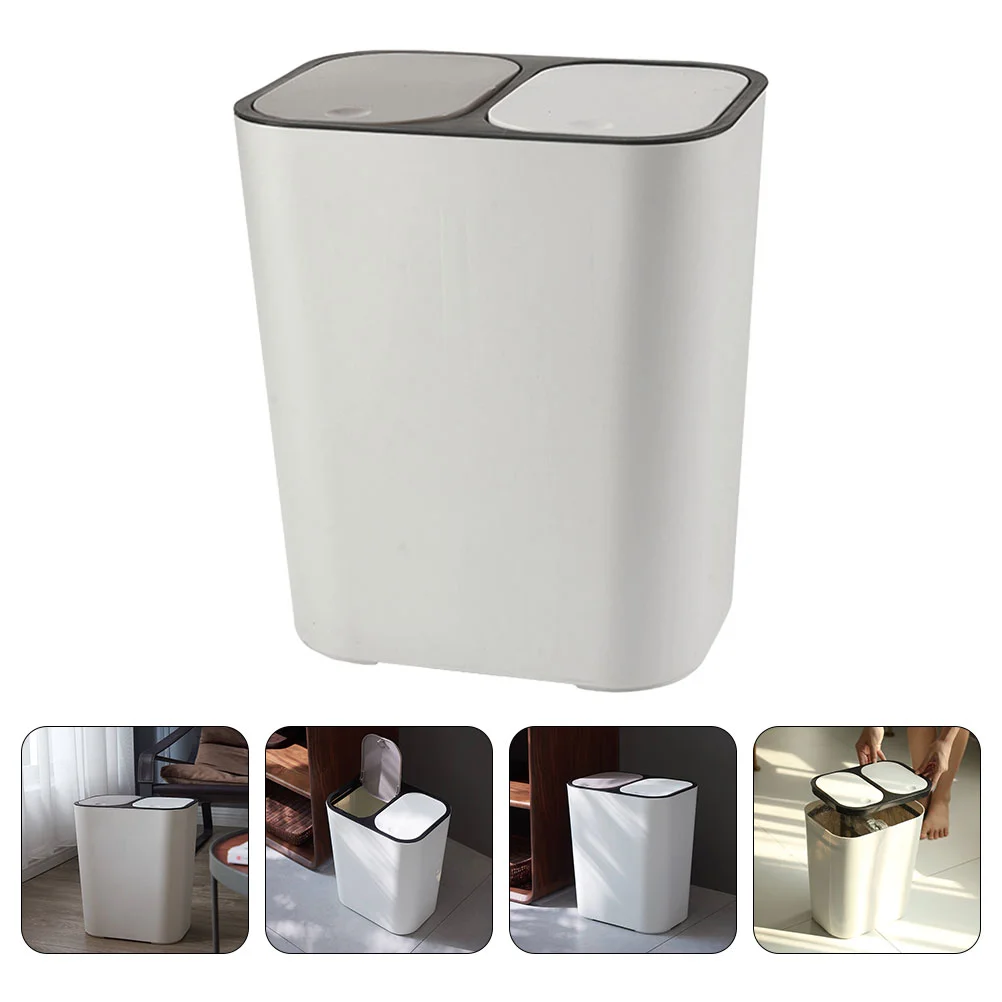 

White Trash Can Drain Bin Home Wastebasket Bathroom Garbage Lid Household Barrel