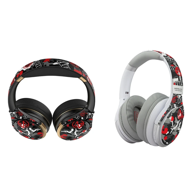 

Graffiti Bluetooth Headset,5.0 Wireless Headset Over Ear Headphones Foldable Stereo Headset,For Samsung/Android