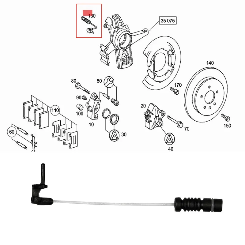 Датчик износа тормозных колодок автозапчастей для Mercedes Benz ML320 ML350 ML500 W163 A 1635401717