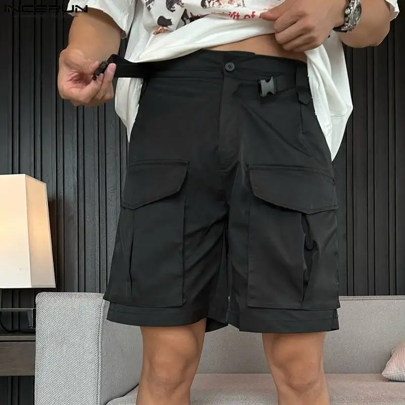 

INCERUN 2023 American Style New Men's Shorts High Streetwear Retro Loose All-match Shorts Casual Large Pocket Cargo Shorts S-5XL