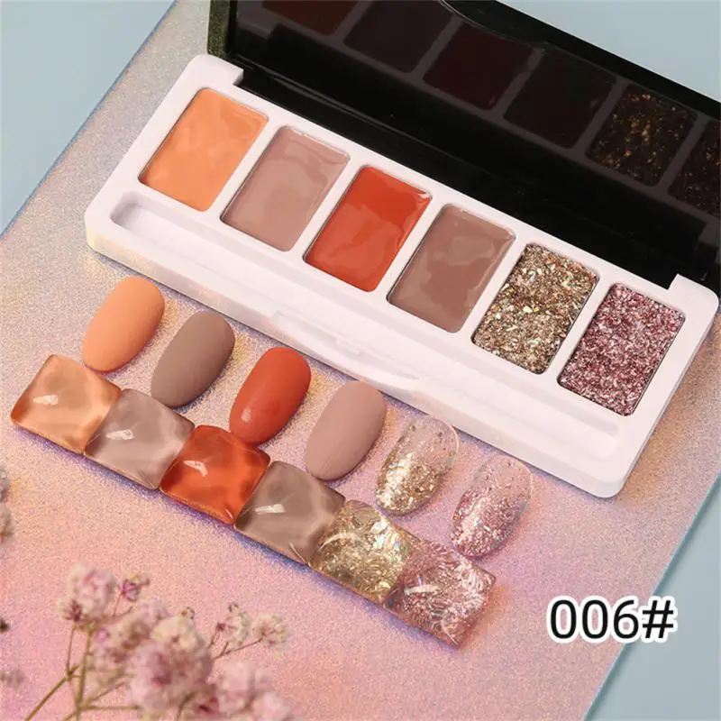 

6-color Solid Sequin Gel Color Nail Polish Painted Light Therapy Palette Jelly UV Glue Professional Manicure Gel TSLM1