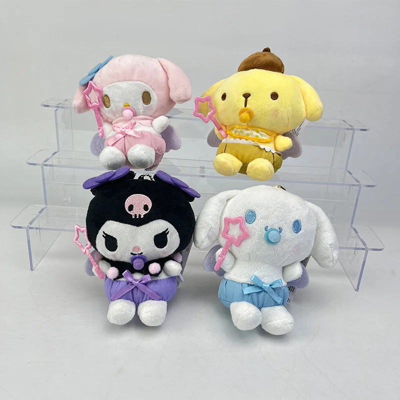 

Hello Kitty 12Cm Keychain Plush Doll Sanrio Toy Melody Baby Wings Cinnamoroll Cute Key Ring Cartoon Plushies Bag Pendant Gift