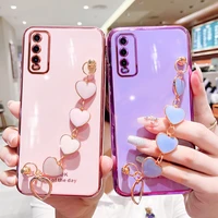 love heart wrist chain phone case for vivo y20 y11 y11s y12 y12s y20s y21 y30 y33s y51 y73 t1 s1 v23 v23pro cute silicone cover