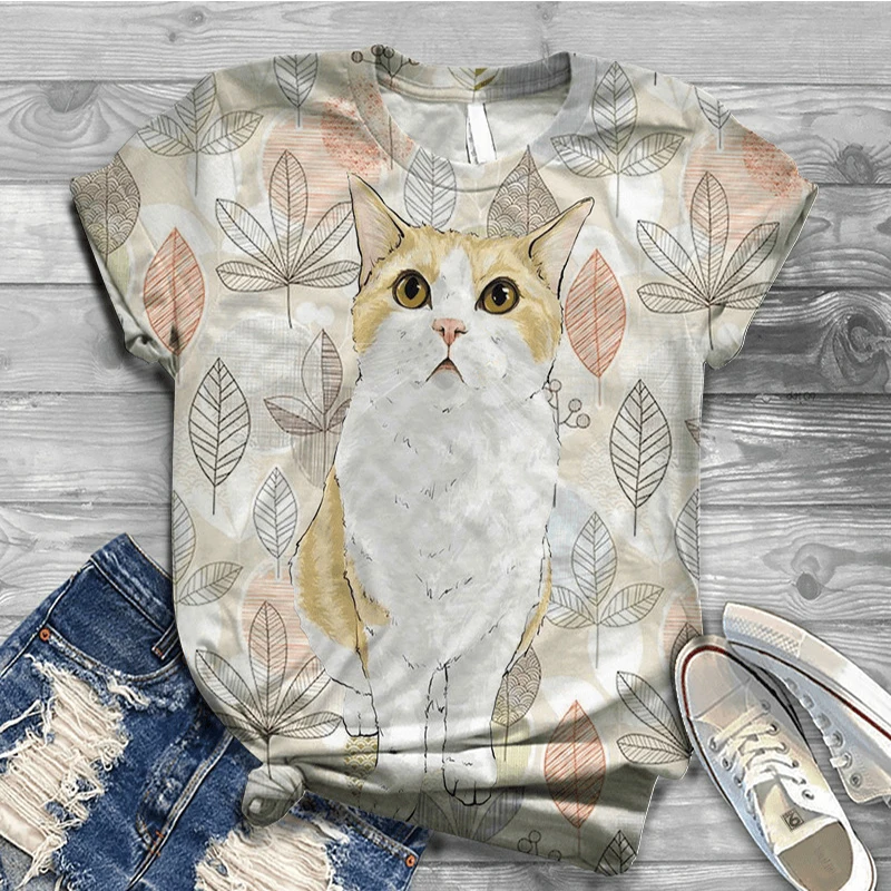 

Fashion Women T-shirts Short Sleeve 3D Cartoon Wide-Eyed Animal Printed Harajuku O-neck Tops Tee T-shirt Casual Top Women Tshir