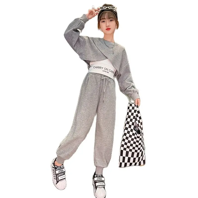 

Одежда для девочек, детская одежда, костюмы на весну и осень, детская модная рубашка + футболка + брюки, осенняя одежда для малышей из 3 предме...