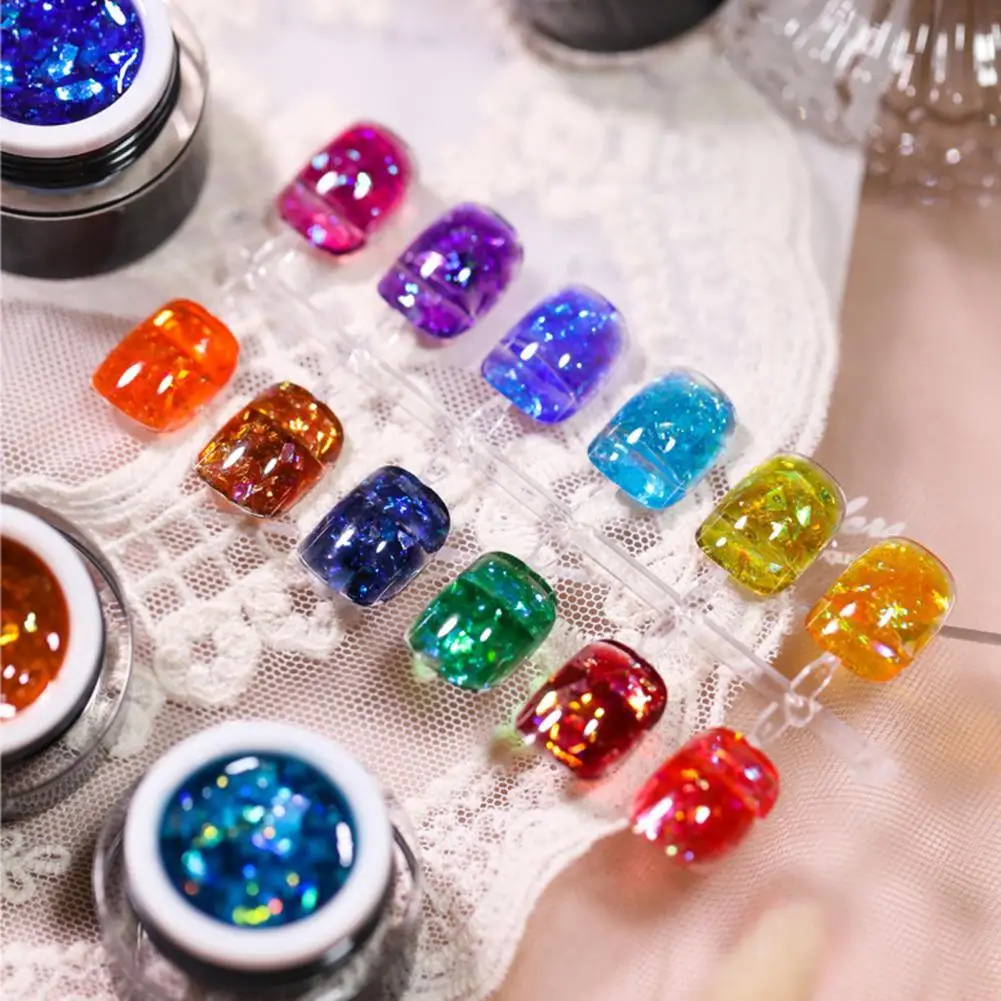 Glitter Sequins Nail Polish Permanent Quick Drying Natural Dull Amber Varnish Manicuring UV Gel Polish for Female