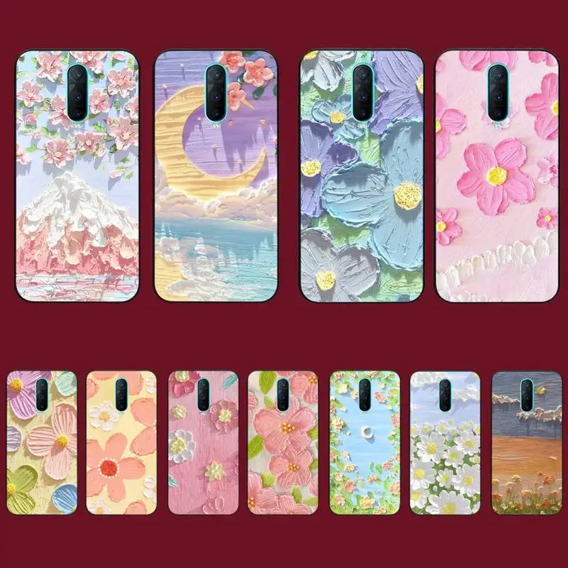

INS Oil Painting Flowers Phone Case for Vivo Y91C Y11 17 19 17 67 81 Oppo A9 2020 Realme c3