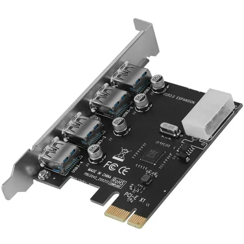 

4 порта PCI-E на USB 3,0 HUB PCI Express, адаптер расширения, 5 Гбит/с, скорость USB 3 0 PCI E PCIe PCI E Express 1x для настольного компьютера