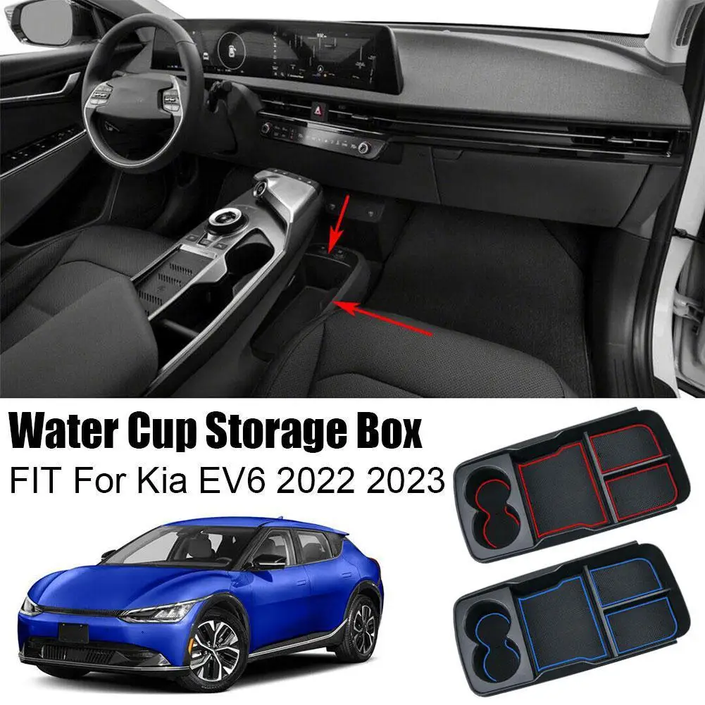 

1Pc Black ABS For Kia EV6 Interior Modified Ev6 Lower Center Control Seat Water Cup Storage Box Water Cup Shelving