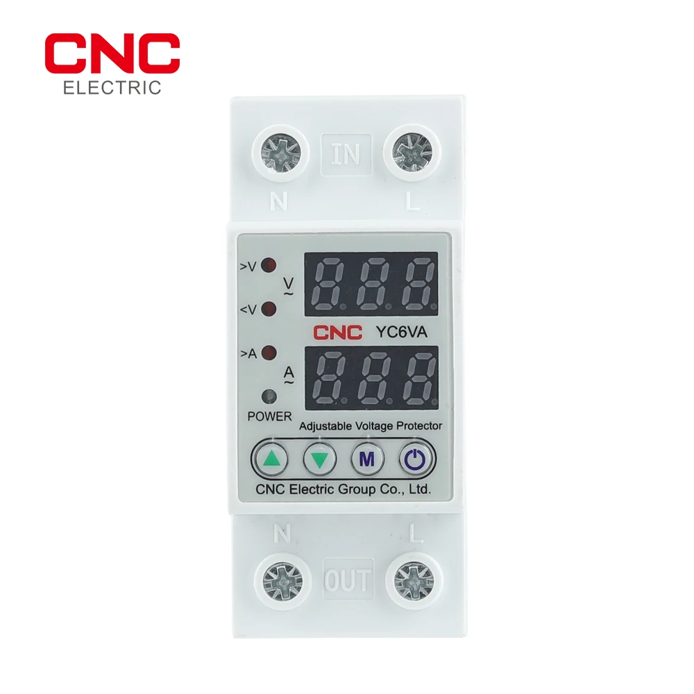 CNC YC6VA Din Rail AC 230V 40A/63A Adjustable Digital Dual Display Limit Over Current Protector Household