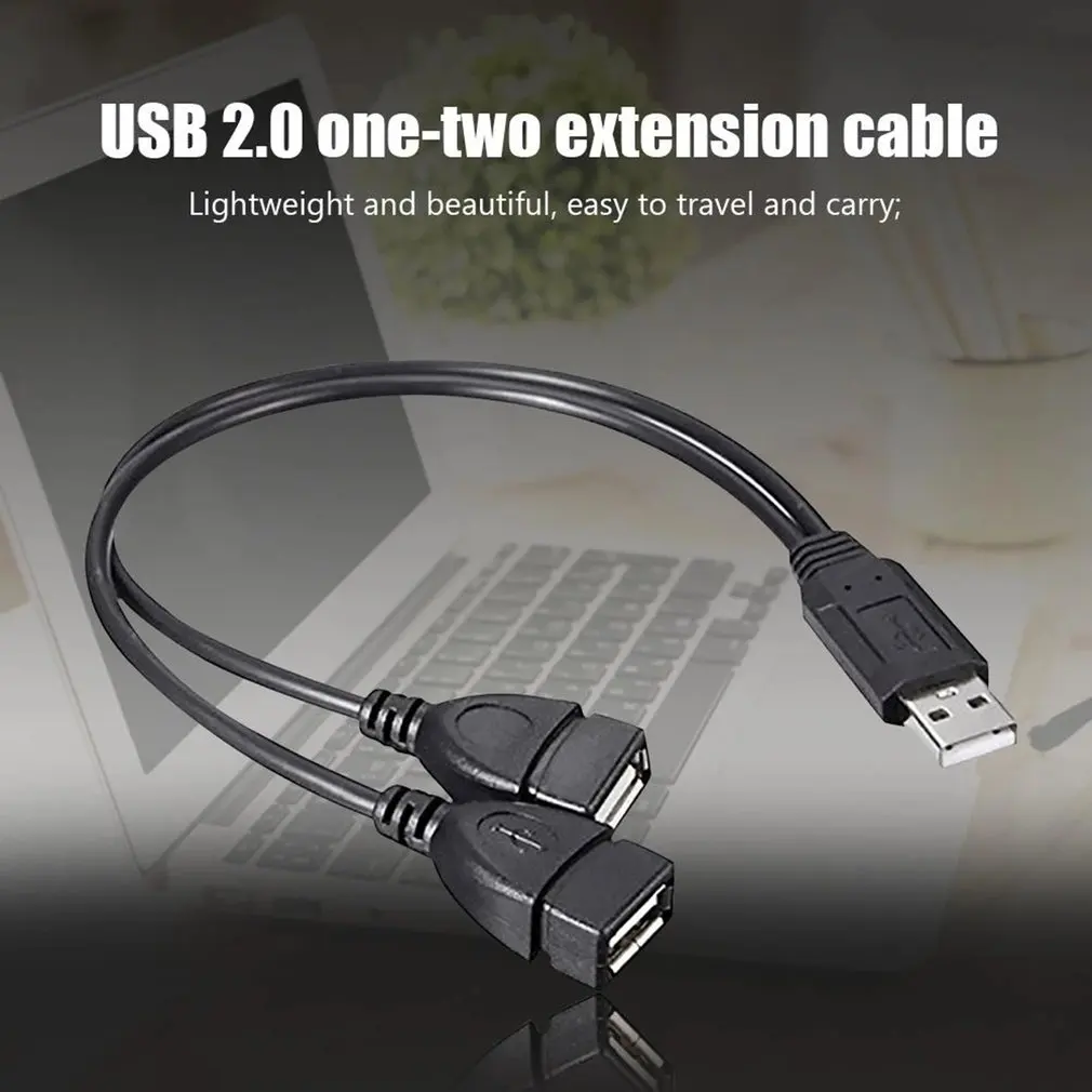 

Hot 2022 For PC Phone Laptop Cable 2 Port USB2.0 Hub USB 2.0 Male To 2 Dual USB Female Jack Splitter Hub Power Cord Adapter