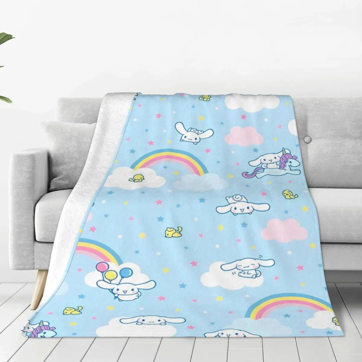 Одеяло Cinnamoroll Miniso с радужной лошадью качественное теплое мягкое одеяло зимнее