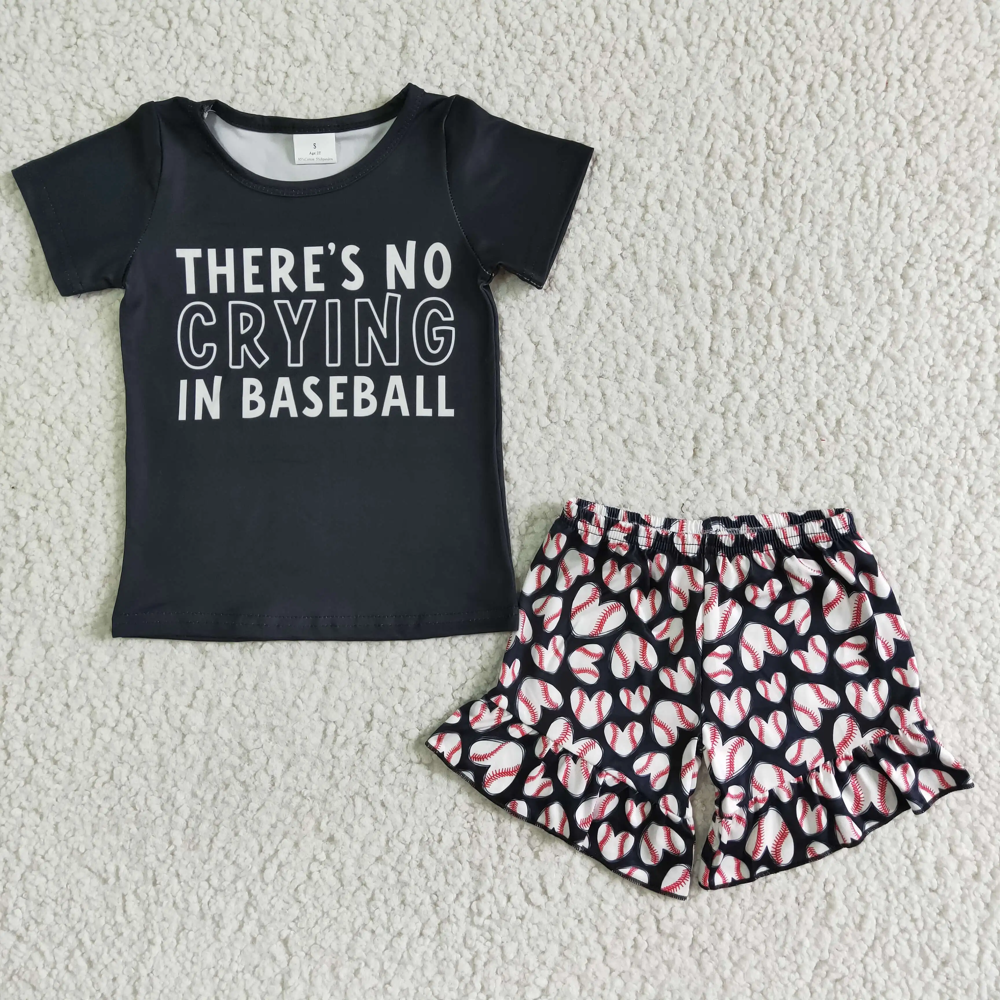 

best selling style children clothes wholesale summer baseball girl's clothing outfits toddler girls clothing sets