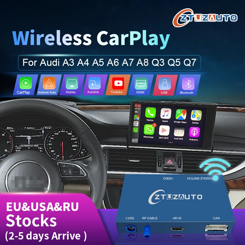 

Wireless Apple CarPlay Android Auto Interface for Audi A3 A4 A5 A6 A7 A8 Q2 Q3 Q5 Q7, with MirrorLink AirPlay Car Play YouTube