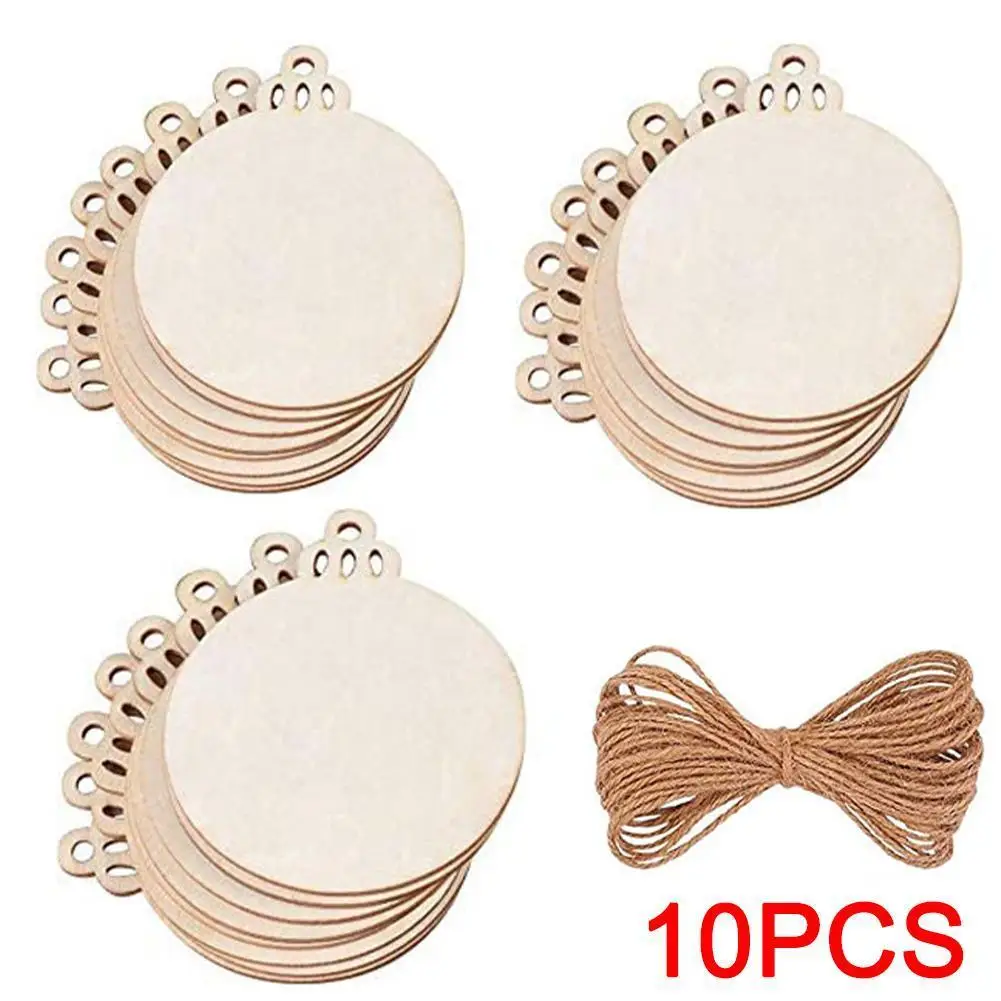 

10pcs Round Wooden Discs with Holes Unfinished Predrilled Natural Wood Slices DIY Crafts Centerpieces Wooden Christmas Ornaments
