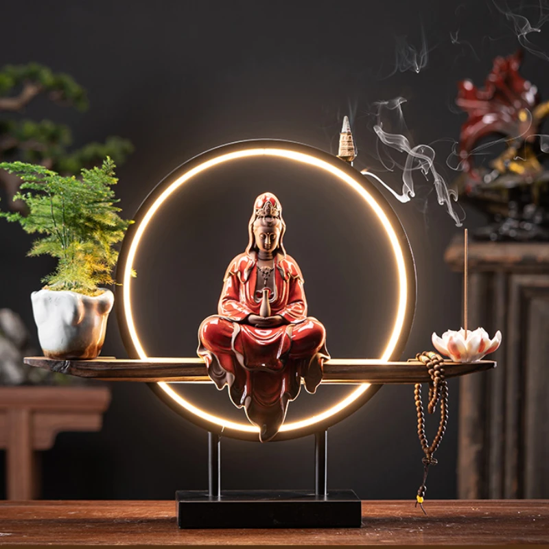 

Lotus Zen Censer Incense Holder Waterfall Large Smoke Incense Burner With Reflux Aromatherapy Bruciatore Incenso Home DecorTY