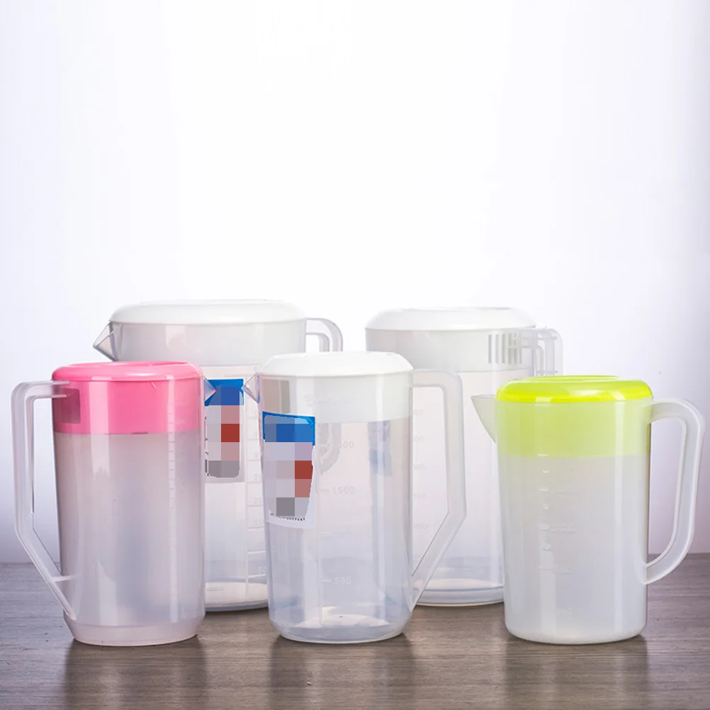 

Pitcher Water Lid Jug Beverage Bottle Pitchers Kettle Tea Cold Iced Container Clear Easy Mixing Handle Pot Gallon Filter Scale