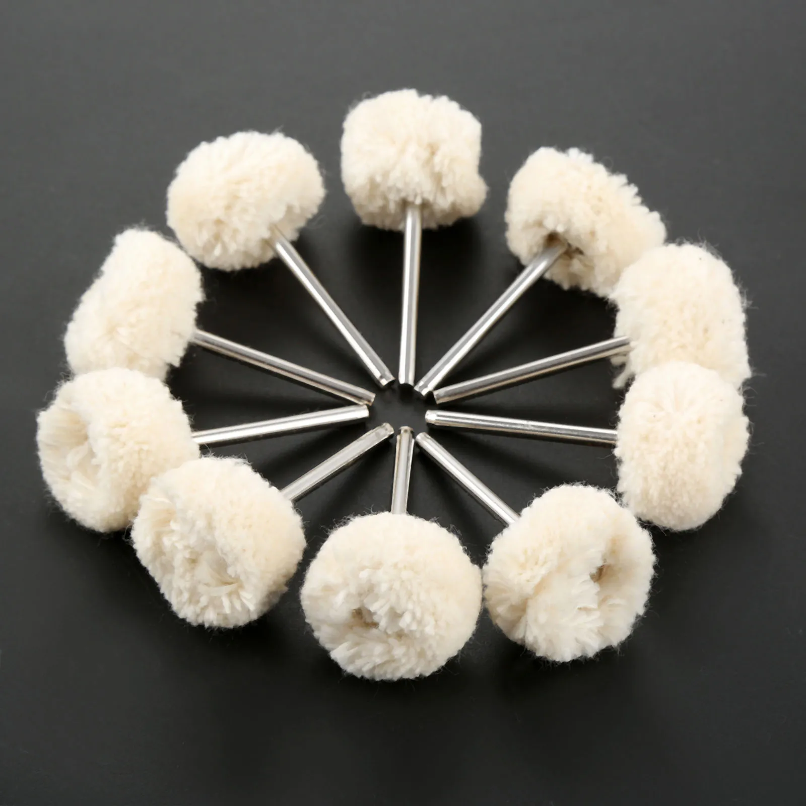 DRELD 10Pcs Wool Polishing Head Buffing Wheels 1/8 inch Shan
