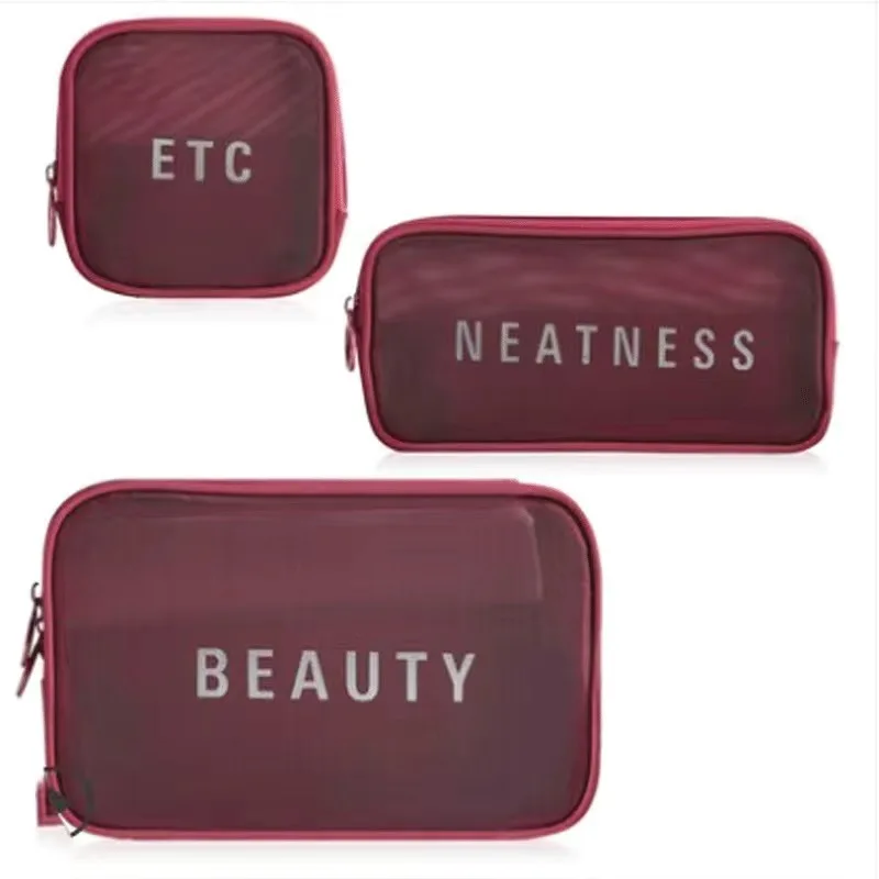 Portable Mesh Bag High-Capacit Pouch Cosmetic Bag Travel Washing Bag  Storage Bag Set Unisex Pouch For Mens And Women