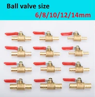 red handle small valve 6mm 8mm 10mm 12mm 14mm hose barb inline brass water oil air gas fuel line ball valve pipe fittings