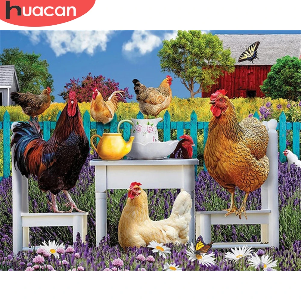

HUACAN Painting By Numbers Animal Cock Wall Art On Canvas For Adults DIY Frame Picture Acrylic Home Decoration 75x60cm